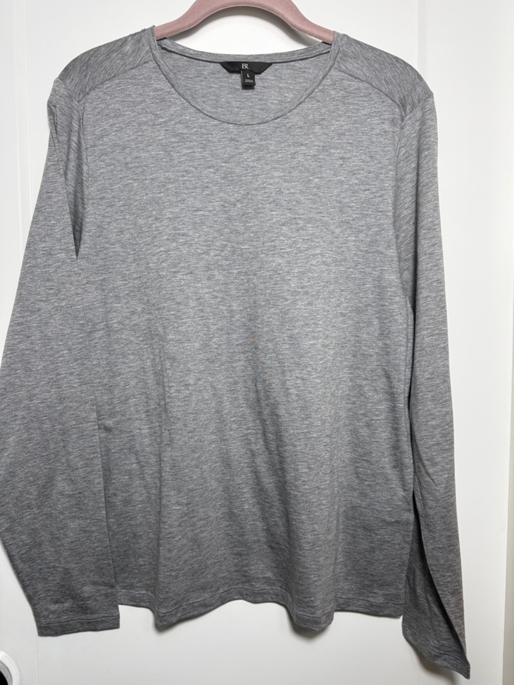 Banana Republic Men's Long Sleeve Crew Neck Shirt - Gray Heather